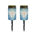 Poceacles Cross Solar Lights Outdoor Waterproof Grave Solar Lights for Cemetery LED Flameless Candle Cemetery Solar Candle Lights Pillar Candles Outdoor Decor, Dove of Peace Cross Blue, Pack of 2