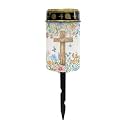 Poceacles Cross Solar Lights Solar Cemetery Lights Solar Grave Lights Outdoor Waterproof Decoration Pathway Lights Garden Solar Candle for Memorial Day Decor, Flower Butterfly Cross