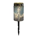 Poceacles Cross Solar Lights Waterproof Solar Garden Lights Cemetery Solar Outdoor Lights Outdoor Stake Automatic Solar Lantern for Cemetery Grave Decoration, God Cross Galaxy Blue
