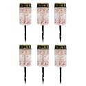 Poceacles Cross Solar Outdoor Lights Solar Grave Lights Solar Cemetery Candles LED Automatic Flameless Candles Cemetery Outdoor Solar Lights for Loss of Dad, Pink Floral Cross, Pack of 6
