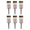 Poceacles Cross Solar Outdoor Lights Waterproof Cemetery Lights Solar Powered Grave Candle Lights Outdoor Waterproof Landscape Lights for Lawn Garden Yard, Butterfly Tulip Lily Red Cross, Pack of 6