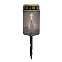 Poceacles Cross Solar Pathway Lights Outdoor Grave Solar Lights Outside Waterproof Cemetery Flameless Candles Outdoor Solar Candle Grave Markers Eternal Decor, God Cross Galaxy Black