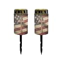 Poceacles Cross Solar Pathway Lights Outdoor Grave Solar Lights Outside Waterproof Cemetery Flameless Candles Outdoor Solar Candle Grave Markers Eternal Decor, Cross American Flag Vintage, Pack of 2