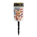 Poceacles Flameless Candle Solar Powered Grave Outdoor Solar Lights Cemetery Candle Lights Fake LED Pillar Candles Outdoor Waterproof Decorative Outdoor Garden Decor, Corgi American Flag