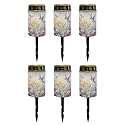 Poceacles Flameless Candle Solar Powered Grave Outdoor Solar Lights Cemetery Candle Lights Fake LED Pillar Candles Outdoor Waterproof Decorative, Hummingbird Daisy Purple, Pack of 6