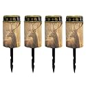 Poceacles Flameless Candle Solar Powered Grave Outdoor Lights Cemetery Candle Flameless Fake LED Pillar Lights Outdoor Waterproof Lawn Decoration, Deer Print, Pack of 4