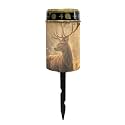 Poceacles Flameless Candle Solar Powered Grave Outdoor Lights Cemetery Candle Flameless Fake LED Pillar Lights Outdoor Waterproof Lawn Decoration, Deer Print
