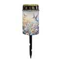 Poceacles Flameless Candle Solar Powered Grave Outdoor Solar Lights Cemetery Candle Lights Fake LED Pillar Candles Outdoor Waterproof Decorative, Hummingbird Daisy Purple