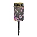 Poceacles Outdoor Solar Powered Cemetery Lights Grave Outdoor Stake Lights Garden Solar Lantern Flameless Candles Garden Decoration, Hippie Flower Dragonfly Violet