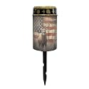 Poceacles Solar Lights Cemetery Solar Lights for Grave Solar Candle Solar Lantern Light Walkway Lights Waterproof Landscape Lighting for Loss of Loved One, Deer American Flag