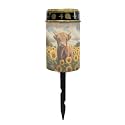 Poceacles Solar Lights Outdoor for Cemetery Grave Decorations, Fake LED Pillar Candles Solar Powered Waterproof Outdoor Stake Lights Grave Markers, Cow Sunflower Field