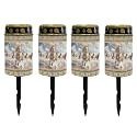 Poceacles Solar Lights Outdoor Cemetery Lights Solar Powered Cemetery Solar Lights Grave Flameless Candles Outdoor Stake Garden Lights Solar Lantern Outdoor Decoration, Aztec Brown Horse, Pack of 4