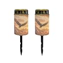 Poceacles Solar Lights Outdoor Grave Candle for Cemetery Decoration Solar Outdoor Lights for Garden Lawn Backyard Pathway Decor, Eagle Mountain Sunset Pattern, 2 Pack