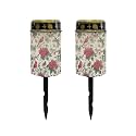 Poceacles Solar Lights Outdoor Waterproof Cemetery Solar Outdoor Candle Christmas Decoration Votive Candles for Winter Holiday Decor, Cardinal Bird Poinsettia Retro Beige, Pack of 2