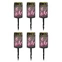 Poceacles Solar Lights Outdoor Waterproof Cemetery Candles Solar Powered Grave Outdoor Decorative Walkway Lights for Lawn Garden Pathway Decor, Pink Butterfly Galaxy, 6 Pcs