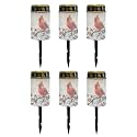 Poceacles Solar Lights Outdoor Waterproof Grave Lights for Cemetery LED Flameless Candle Cemetery Solar Pillar Candles Outdoor Decor, Cardinal Bird Winter Snow Landscape, 6 Pack