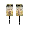 Poceacles Solar Lights Pack of 2 Solar Outdoor Lights Outdoor Waterproof Stake Solar Lights Votive Candles Grave Solar Candles for Memorial Day Pathway Decorations, Cute Cow Sunflower