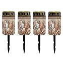 Poceacles Solar Powered Outdoor Lights Cemetery Solar Candle Solar Memorial Lights Outdoor Waterproof Landscape Lights for Yard Patio Lawn Outdoor Home Decor, Aztec Horse Brown, Pack of 4