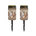 Poceacles Solar Powered Outdoor Lights Cemetery Solar Candle Solar Memorial Lights Outdoor Waterproof Landscape Lights for Yard Patio Lawn Outdoor Home Decor, Aztec Horse Brown, Pack of 2