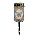 Poceacles Solar Powered Outdoor Lights Cemetery Solar Memorial Lights Outdoor Waterproof Landscape Candles for Yard Patio Lawn Home Decor, Bohemian Floral Butterfly Blue