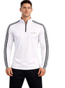 Pochanki Striped Men Zip Neck White T-Shirt