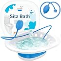 Pochik Sitz Bath for Toilet Seat Hemorrhoids and Postpartum Care, Yoni Steam Seat, Perineal Soaking, Collapsible, Flusher Hose, Drain Holes, Wider Seating Area - Blue