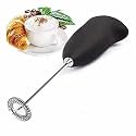 Mini Coffee Milk Egg Beater Electric Foam Hand Blender Mixer Classic Sleek Design Froth Whisker Latte Maker for Milk,Coffee, Beater,Cafe Latte,Cappuccino (Black)