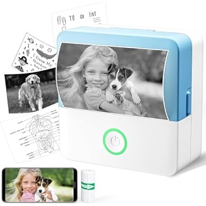 mini sticker printer pocket thermal printer with 6 roll papers notebuddy portable printer for study notes diy scrapbook journal memo list inkless sticker printer for phoneamptablet white