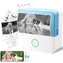 Mini Sticker Printer, Pocket Thermal Printer with 6 Roll Papers, Notebuddy Portable Printer for Study Notes, DIY, Scrapbook, Journal, Memo, List, Inkless Sticker Printer for Phone&Tablet, White