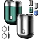 Pocket Shaver USB Mini Shavers for Men, 2025 New Upgrade Pocket Shaver USB Mini Shavers for Men, New Model Portable Rechargeable Dual-Head Wet and Dry Electric Razor (Green+Silver)