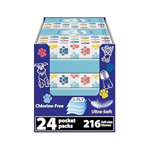 travel tissue packs  24 compact 3-ply packs 216 total soft chlorine-free facial tissues for purse car or school gentle amp durable non-bleach playful dog design