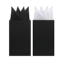 Luckyvestir Pocket Squares for Men Prefolded, Mens Handkerchiefs on Card, White Black Pocket Square for Suit Jacket Tuxedo