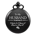 TREEWETO Pocket Watch for Him Men Husband | Engraved to My Husband Pocket Watch I Love You for Husband for Birthday Valentines Wedding