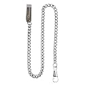 TREEWETO Clip Pocket Watch Chain for Men Silver