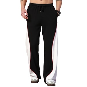POCKMAN Men Black White Curve Pipping