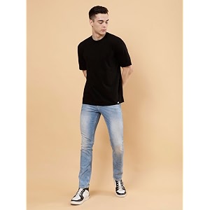 POCKMAN Oversized Fit Mens Round Neck Cotton