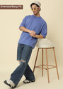 PockMAN Solid Men Round Neck Blue T-Shirt