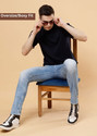 PockMAN Solid Men Round Neck Blue T-Shirt