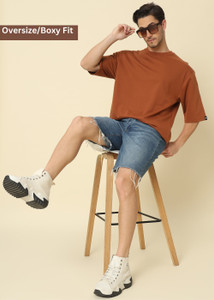 pockman solid men round neck brown t-shirt