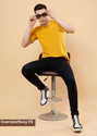 PockMAN Solid Men Round Neck Yellow T-Shirt