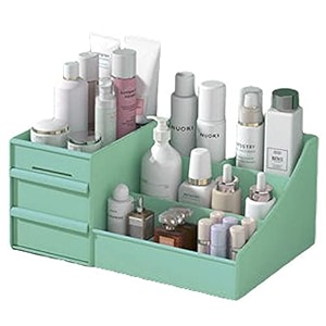 skin care organizermakeup desk organizer with drawers countertop organizer for cosmeticsvanity brush with holder for lipstick brushes eyeshadow and desktop finishing dresser a-large-white