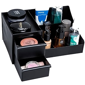 skin care organizermakeup desk organizer with drawers countertop organizer for cosmeticsvanity brush with holder for lipstick brushes eyeshadow and desktop finishing dresser a-large-white