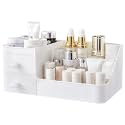 Skin Care Organizer,Makeup Inside Desk Organizer With Drawers,Countertop Organizer,Vanity Brush With Holder For Lipstick,Brushes,Eyeshadow,And Desktop Finishing Dresser(Polar White,Plastic)