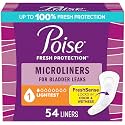 Poise Daily Microliners, Incontinence Panty Liners for Bladder Leaks, 1 Drop Lightest Absorbency, Regular, 54 Count of Pantiliners