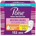 Poise Daily Microliners, Incontinence Panty Liners, 1 Drop, Long, 152 ct