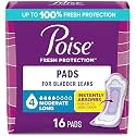 Poise Incontinence Pads for Women, 4 Drop, Long, 16 ct