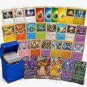 Pokémon Official 100 Pokemon Card Lot with Rare, Holofoil, Trainer and Energy Cards - Bundle with Random Colored Deck Box Included NFL (100 Assorted Cards)
