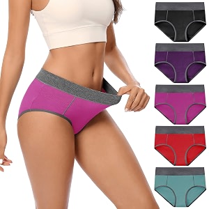 POKARLA Womens Cotton Stretch Underwear Briefs Ladies