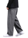 POKHINDA Men Wide Leg Mid Rise Grey