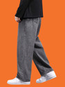 POKHINDA Men Wide Leg Mid Rise Grey